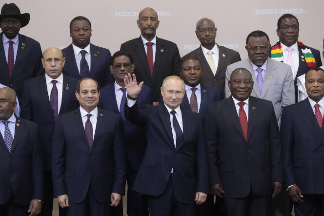 Vladimir Poutine reçoit des chefs d’Etat africains lors d’un sommet Russie-Afrique le 24 octobre 2019 à Sotchi (Russie).