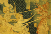 Un extrait de la tenture de l’Apocalypse, qui illustre l’Apocalyse de Jean, exposée à Angers.