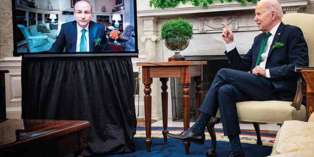 En visio avec son « cousin » irlandais, Joe Biden joue l’atout trèfle