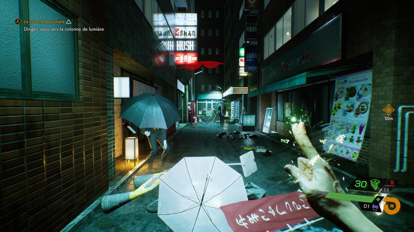 The player has magic attacks related to wind, fire and water. He also has a bow and talismans in his bag.