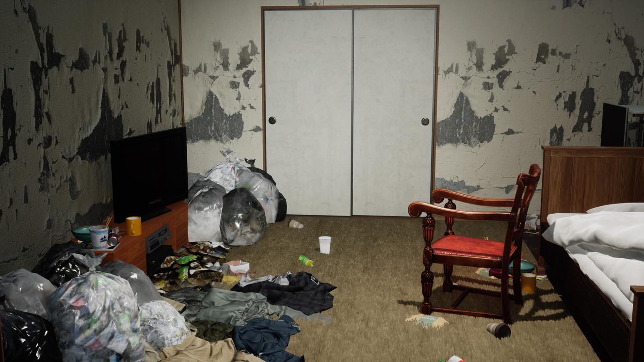 A side mission offers us to break into the house of a man who lives in his trash.