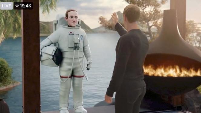 Il CEO di Facebook Mark Zuckerberg (da dietro) all'annuncio ufficiale del cambio di nome del gruppo in Meta il 28 ottobre 2021.