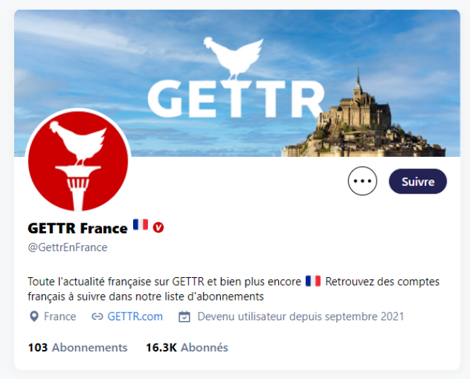 Le compte de Gettr France. 