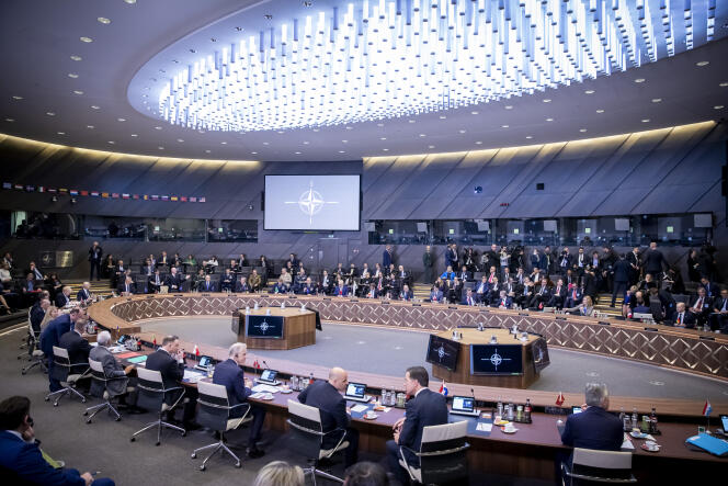 Sommet extraordinaire des chefs d’État et de gouvernement des pays membres de l’OTAN au siège de l’organisation à Bruxelles, Belgique, jeudi 24 mars 2022 - 2022©Jean-Claude Coutausse pour Le Monde