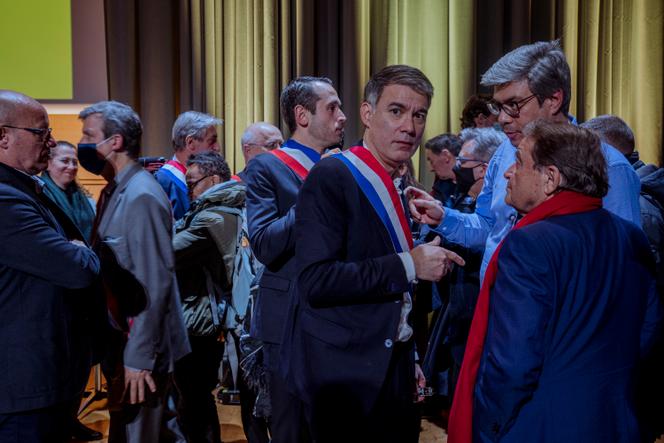 Olivier Faure, primer secretario del PS, durante la reunión pública de Anne Hidalgo, en Montpellier, el 2 de marzo de 2022.