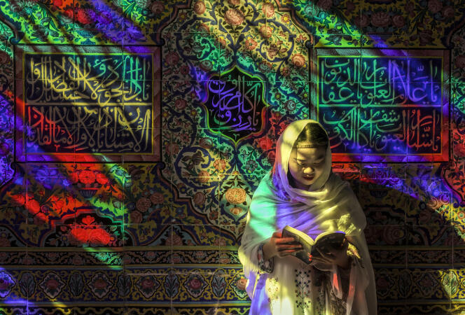 A Muslim woman in the Nassir-ol-Molk mosque in Shiraz, Iran, in 2017.