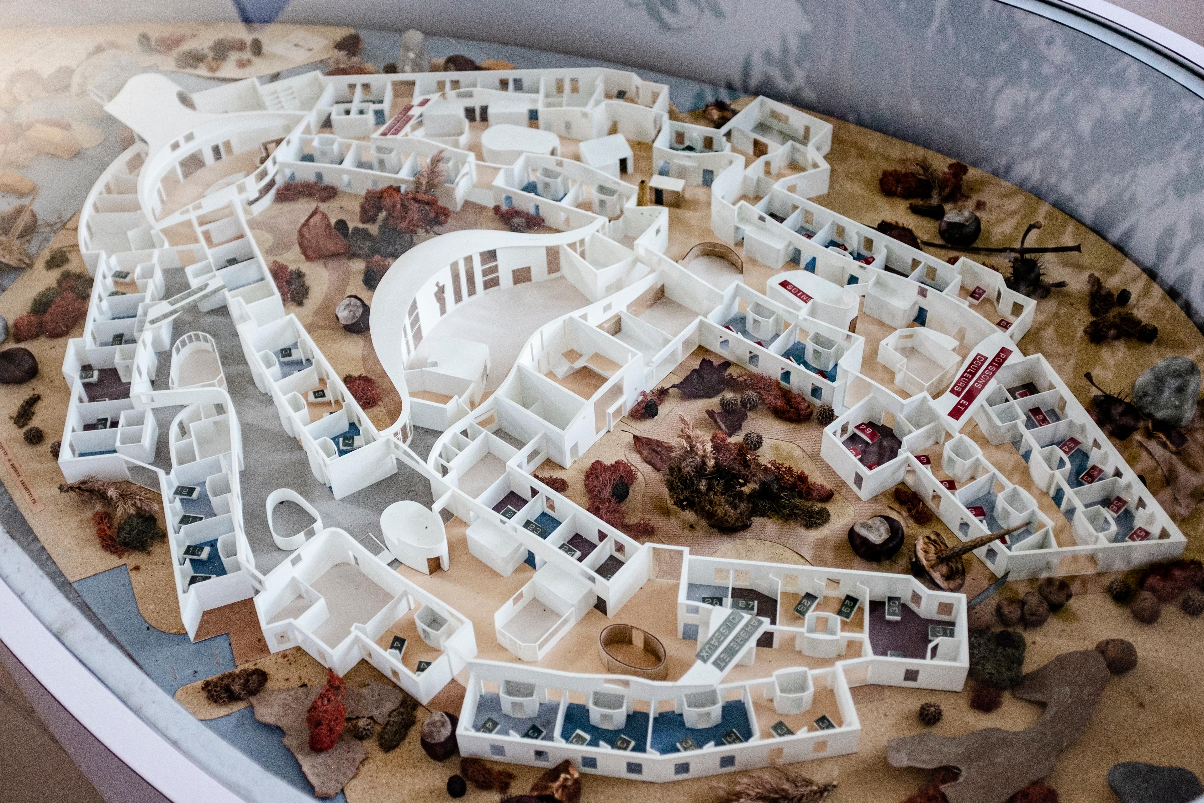 La maquette du pavillon de l'Orbe située dans le hall d'entrée de l'établissement, le 25 mars 2022.