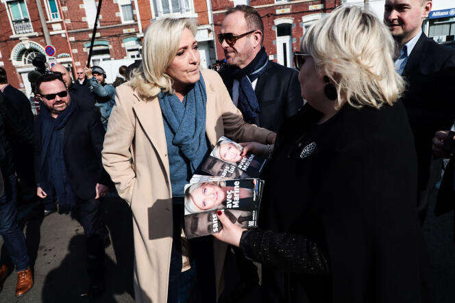 Marine Le Pen à Hénin-Beaumont (Pas-de-Calais), le 22 mars 2022.