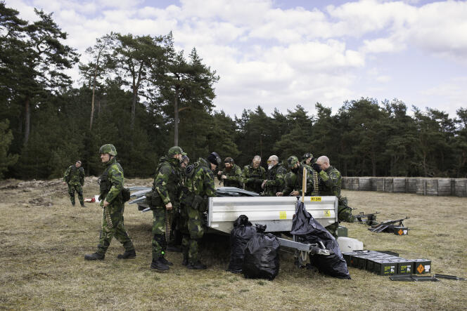 Military training in Rinkaby, Sweden, April 2, 2022.