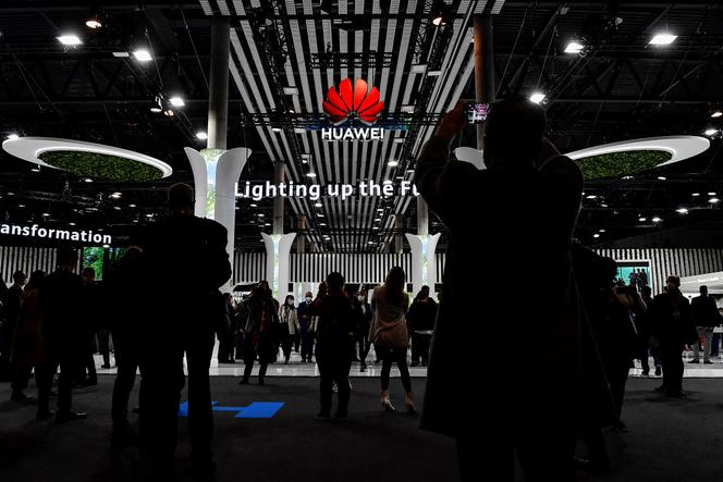 Huawei booth at Mobile World Congress, in Barcelona (Spain), on February 28, 2022) in Barcelona on February 28, 2022.