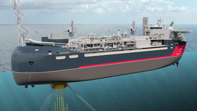 This document from Equinor on March 14, 2022 shows an illustration of the future FPSO vessel Bay du Nord (Floating Production Storage and Offloading). 