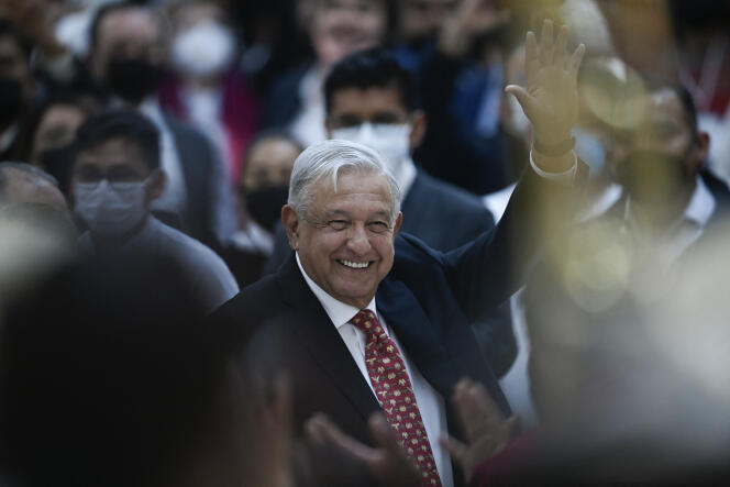 Le président mexicain, Andres Manuel Lopez Obrador, à la fin de la cérémonie d’inauguration du nouvel aéroport international de Zumpango, dans l’Etat de Mexico, le 21 mars 2021.