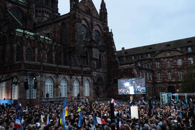 Emmanuel Macron rally in Strasbourg, April 12, 2022.