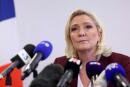 CORRECTION / French far-right party Rassemblement National (RN) presidential candidate Marine Le Pen addresses a press conference ahead of the April 24 French presidential election second round, on April 12, 2022 in Vernon, Normandy. (Photo by Thomas SAMSON / AFP)
