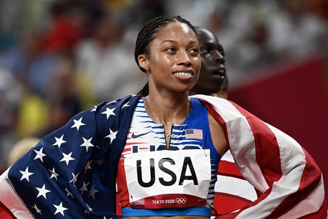 Allyson Felix at the Tokyo Olympics in August 2021.