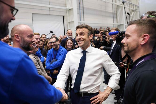 Emmanuel Macron, the outgoing President, during a visit to Le Havre, April 14, 2022.