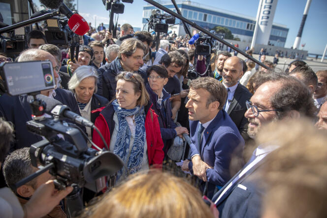 Emmanuel Macron during a visit to the port of Le Havre (Seine-Maritime), April 14, 2022.