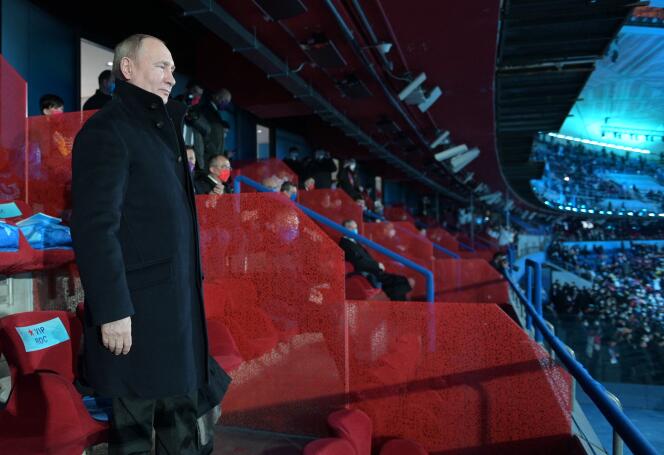 Russian president Vladimir Putin during the opening ceremony of the Beijing 2022 Winter Olympic Games, February 4, 2022.