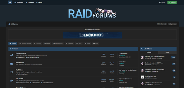 RaidForums home page.