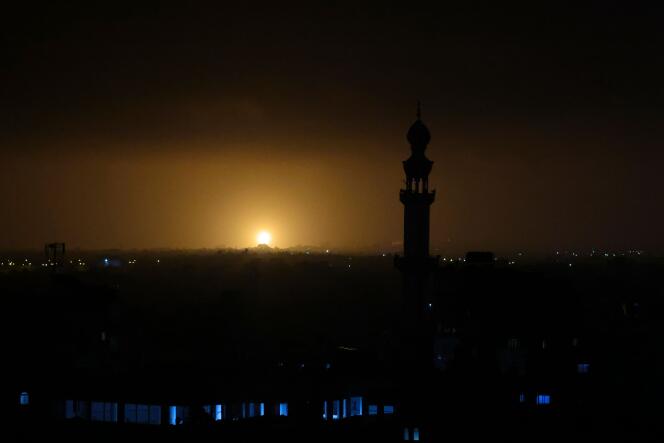 An explosion in the city of Rafah in the Gaza Strip on April 19, 2022.