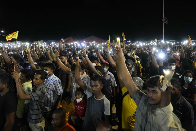 At a vigil condemning the police shooting of protesters in Rambukkana, Colombo, April 19, 2022.