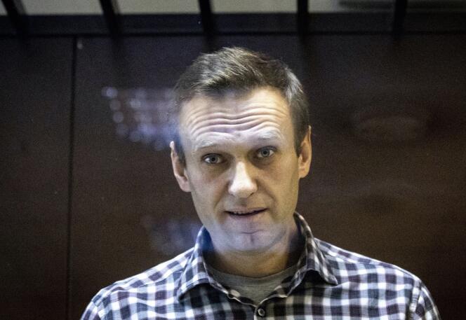 L’opposant russe Alexeï Navalny, le 20 février 2021, au cours de son procès à Moscou. 