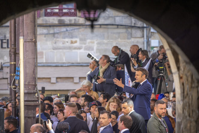 Emmanuel Macron pour son dernier jour de campagne, à Figeac (Lot), le 22 avril 2022.