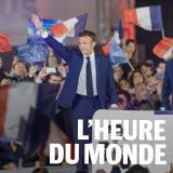 Emmanuel Macron, le 24 avril 2022, au Champ-de-Mars, à Paris, après sa victoire au second tour de l’élection présidentielle.