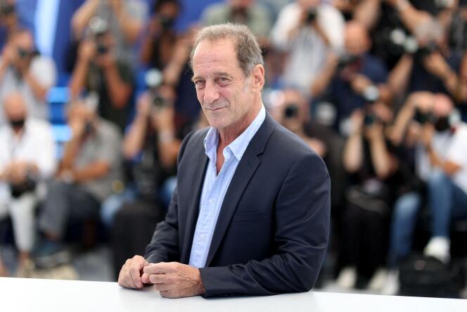 Vincent Lindon, durant une séance photos pour le film « Titane », lors de la 74e édition du Festival de Cannes, le 14 juillet 2021. 