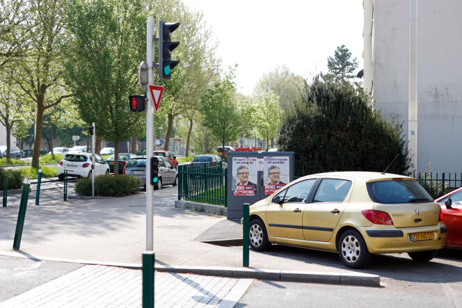 Campaign posters by Jean-Luc Mélenchon are still visible in a district of Woippy (Moselle), Wednesday April 27, 2022.