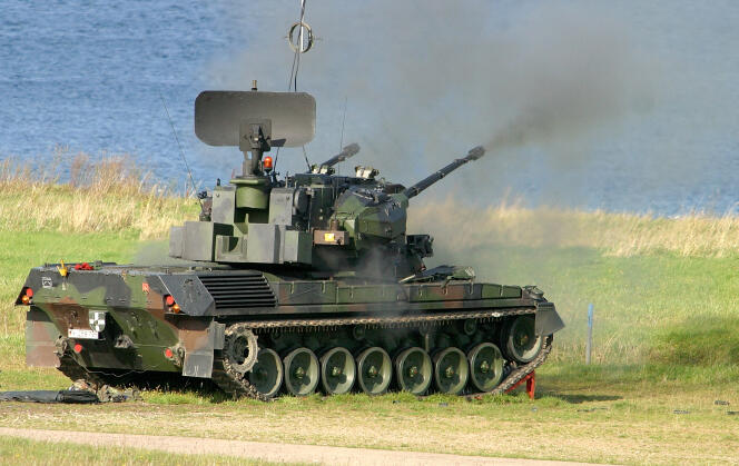 A German army Gepard tank fitted with an anti-aircraft battery at the Todendorf base in Germany in 2004. 