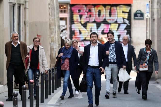  Igor Zamichiei, coordinator of the national executive of the Parti Communiste, arriving at the headquarters of La France insoumise, April 29, in Paris.
