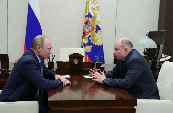 Vladimir Putin and Vladimir Potanin, in Novo-Ogariovo, near Moscow, on December 4, 2017.