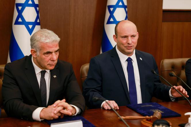 Yair Lapid, left, and Naftali Bennett, in Jerusalem on Sunday, May 1, 2022.