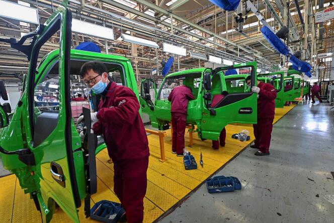 At the Jianghuai Automobile Group Corp plant in Qingzhou, Shandong, eastern China, March 15, 2021.