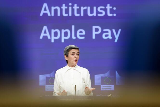 Margrethe Vestager, Vice-President of the European Commission, during a press conference on 2 May in Brussels.