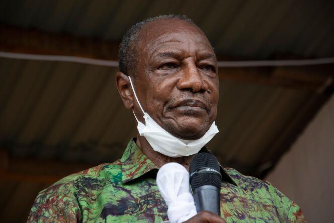 L’ancien président de Guinée, Alpha Condé, lors d’un meeting à Kissidougou, en octobre 2020.