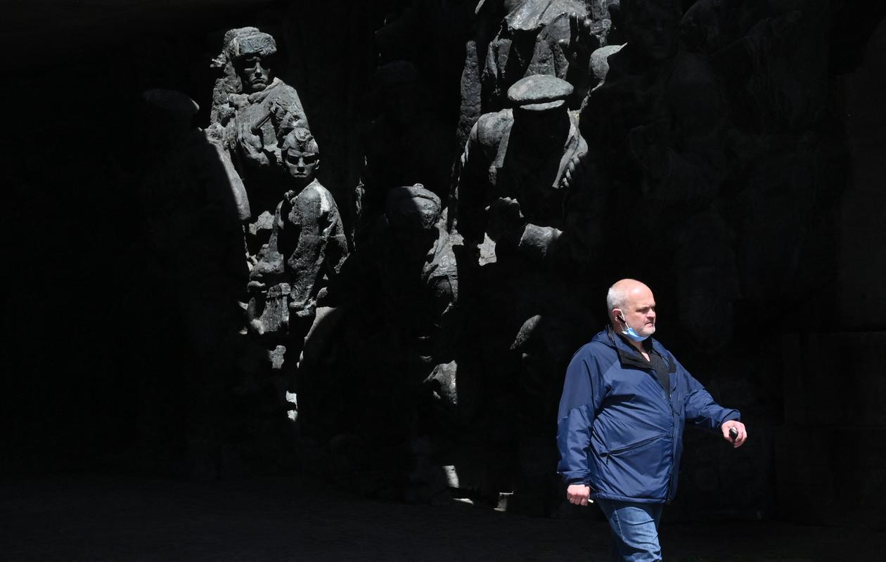 A Kiev, le 8 mai 2020, un monument commémoratif de la seconde guerre mondiale.