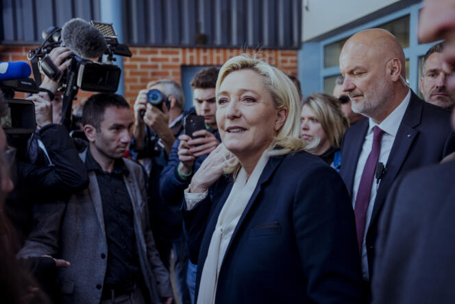 Marine Le Pen, à Hénin-Beaumont (Pas-de-Calais), le 24 avril 2022.