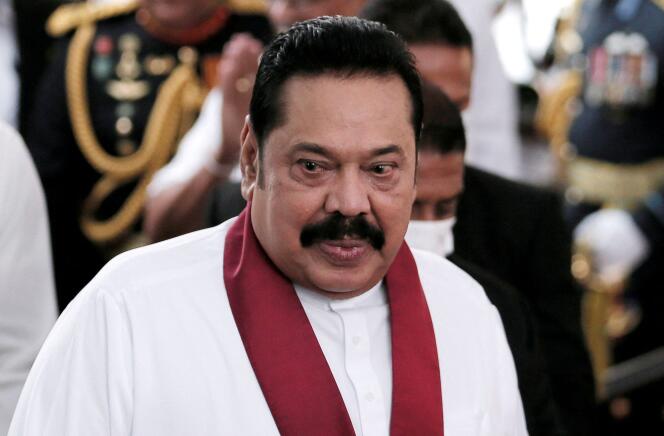 Mahinda Rajapaksa, durant sa cérémonie d’investiture en tant que premier ministre, à Colombo, le 9 août 2020. 