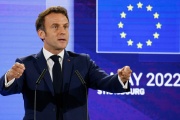 Emmanuel Macron lors de son discours à Strasbourg, le 9 mai 2022.