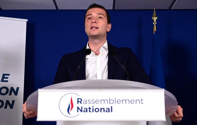 The president of Rassemblement National, Jordan Bardella, on May 11, 2022, in Paris.