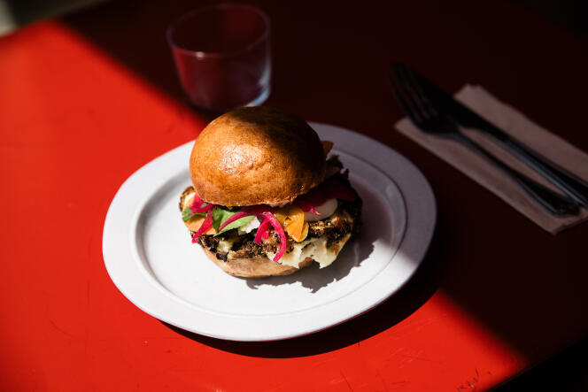 Charlotte Crousillat's vegetarian burger. She is the chef and founder of the restaurant Carlotta With, in Marseille.
