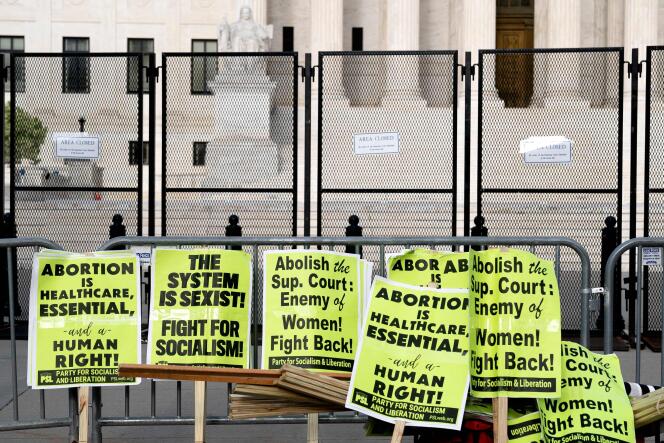 Letreros “Pro-choice” instalados frente a la Corte Suprema en Washington el 11 de mayo de 2022.