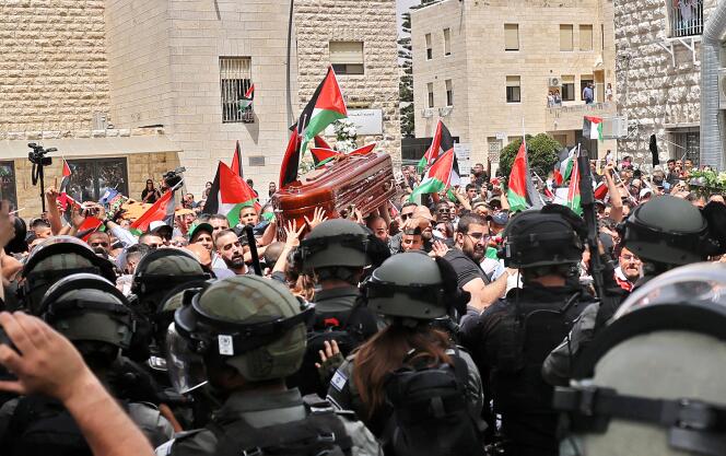 Violence breaks out during the funeral procession of journalist Shireen Abu Akleh, in Jerusalem, May 13, 2022.