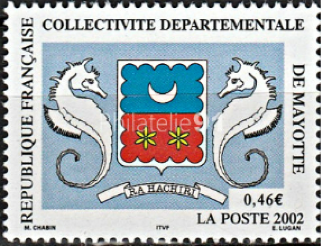 Version à 0,46 euro « République française/collectivité départementale de Mayotte » paru en 2002.