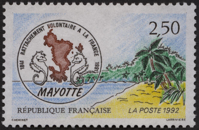 The French stamp of Mayotte was published in 1992.