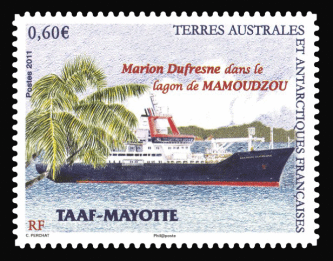 A stamp from the French southern and Antarctic lands with the image of 