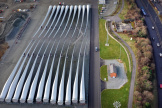 Vue aérienne des pales de l’usine Siemens Gamesa à Hull, dans le nord-est de l’Angleterre, le 28 janvier.