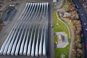 Aerial view of the blades at the Siemens Gamesa factory in Hull, northeast England, on January 28.